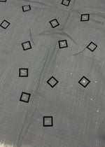 Lawn Block Print Hijab | Shiny Squares | Grey