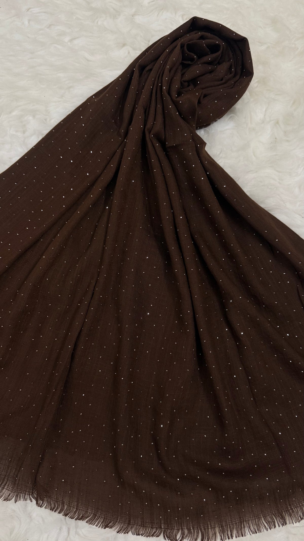 Lawn Dotted Stones Hijab | Dark Brown