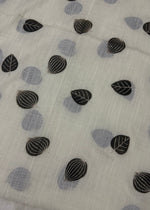 Lawn Block Print Hijab | Shiny Leaf | Cream White