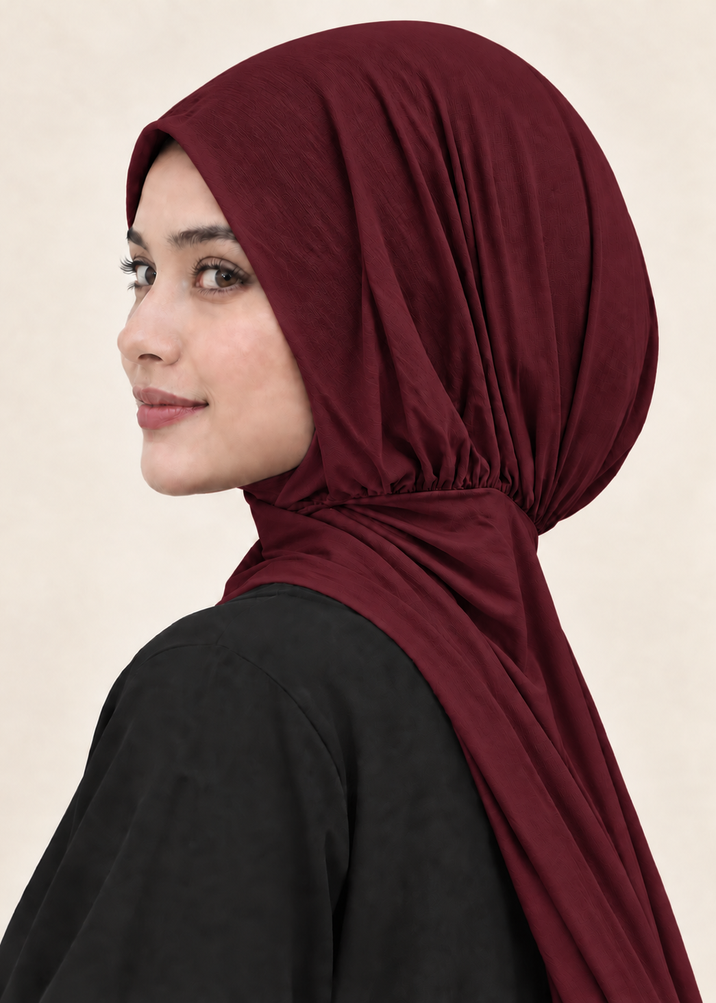 Button Up Bamboo Jersey Hijab | Maroon