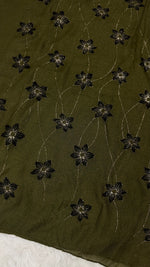 Threaded Lawn Floral Hijab | Floral | Olive Green