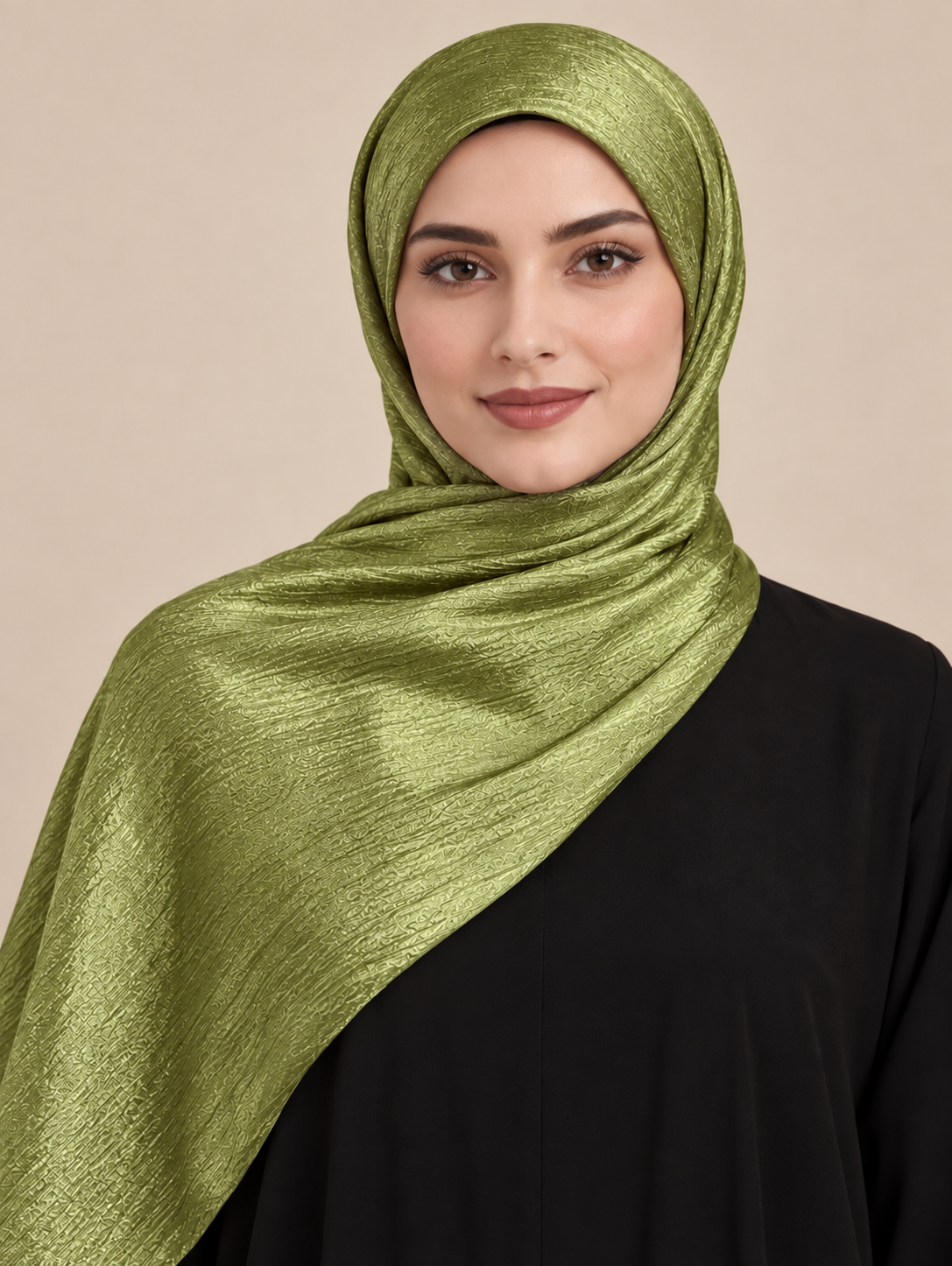 Luxe Crinkle Silk - luminous olive-green
