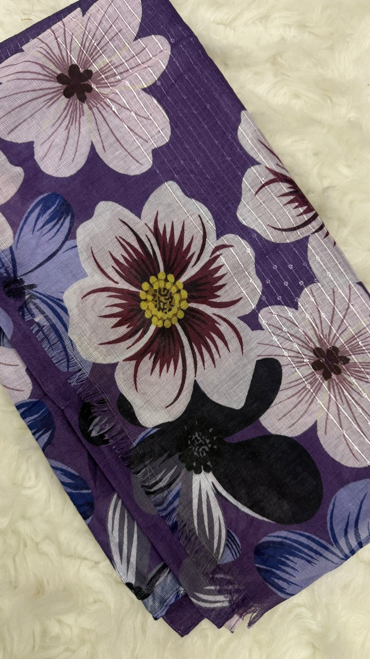 Sequins Bloom Purple | Lawn Printed Hijab with Sequins