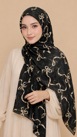 Noir Ribbon | Lawn Printed Hijab
