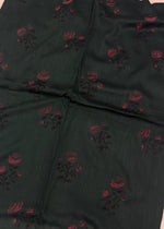 Lawn Block Print Hijab | Roses| Dark Green