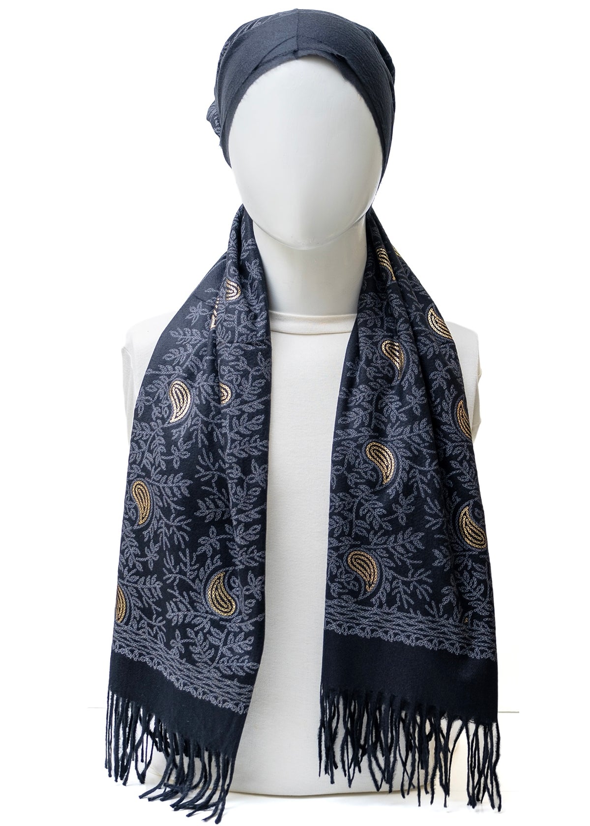 Classic Kashmiri Wrap | Deep Charcoal Black