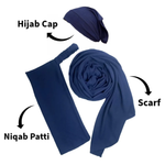 3-in-1 Hijab Essential Set | Dark Blue