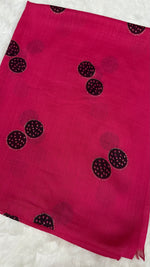 Lawn Block Print Hijab | Shinny Circles | Fuchsia Pink