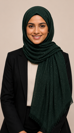 Lawn Dotted Stones Hijab | Dark Green