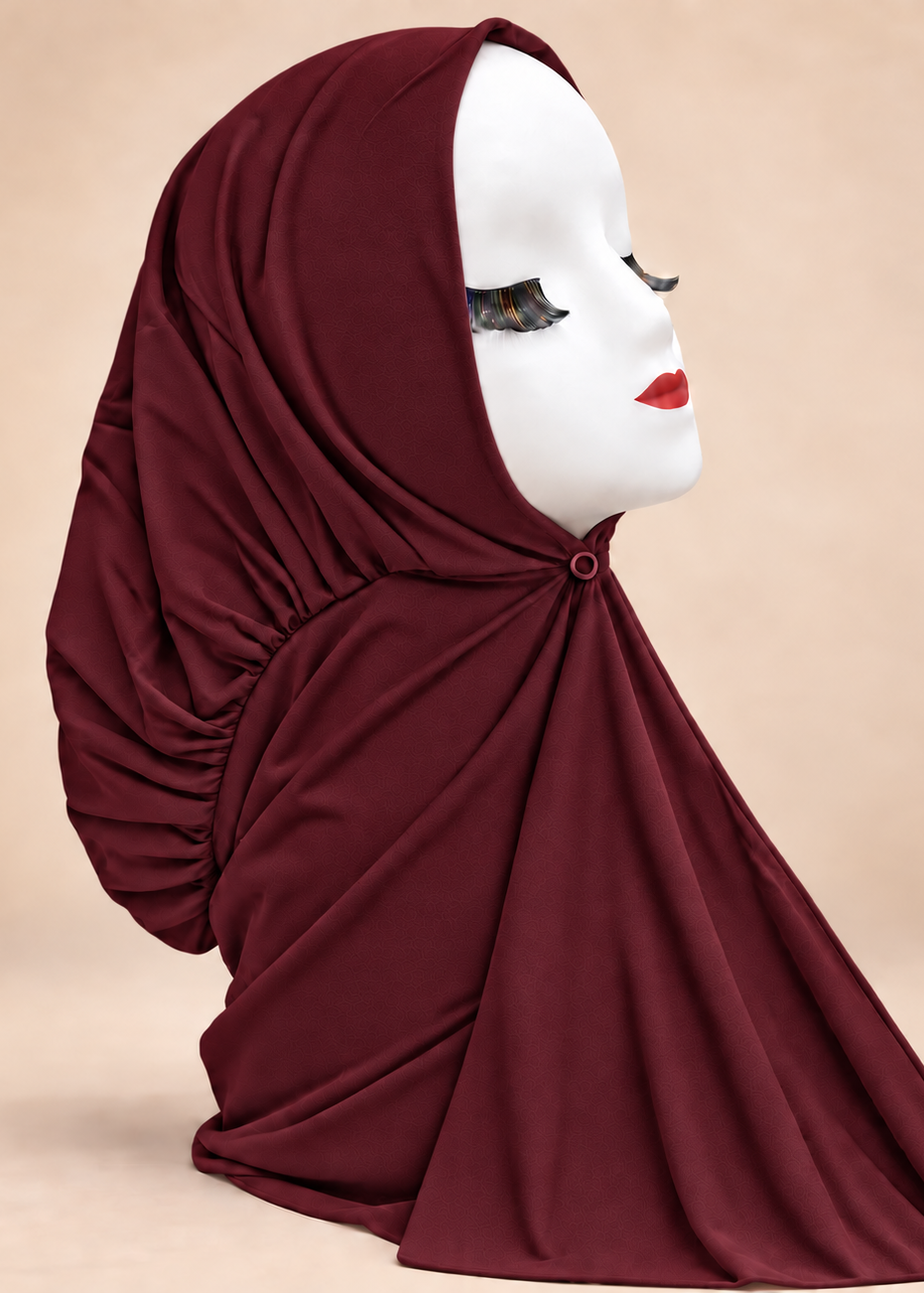 Button Up Bamboo Jersey Hijab | Maroon