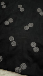 Lawn Block Print Hijab | Shinny Circles | Black