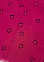 Lawn Block Print Hijab | Shiny Squares | Fuchsia Pink