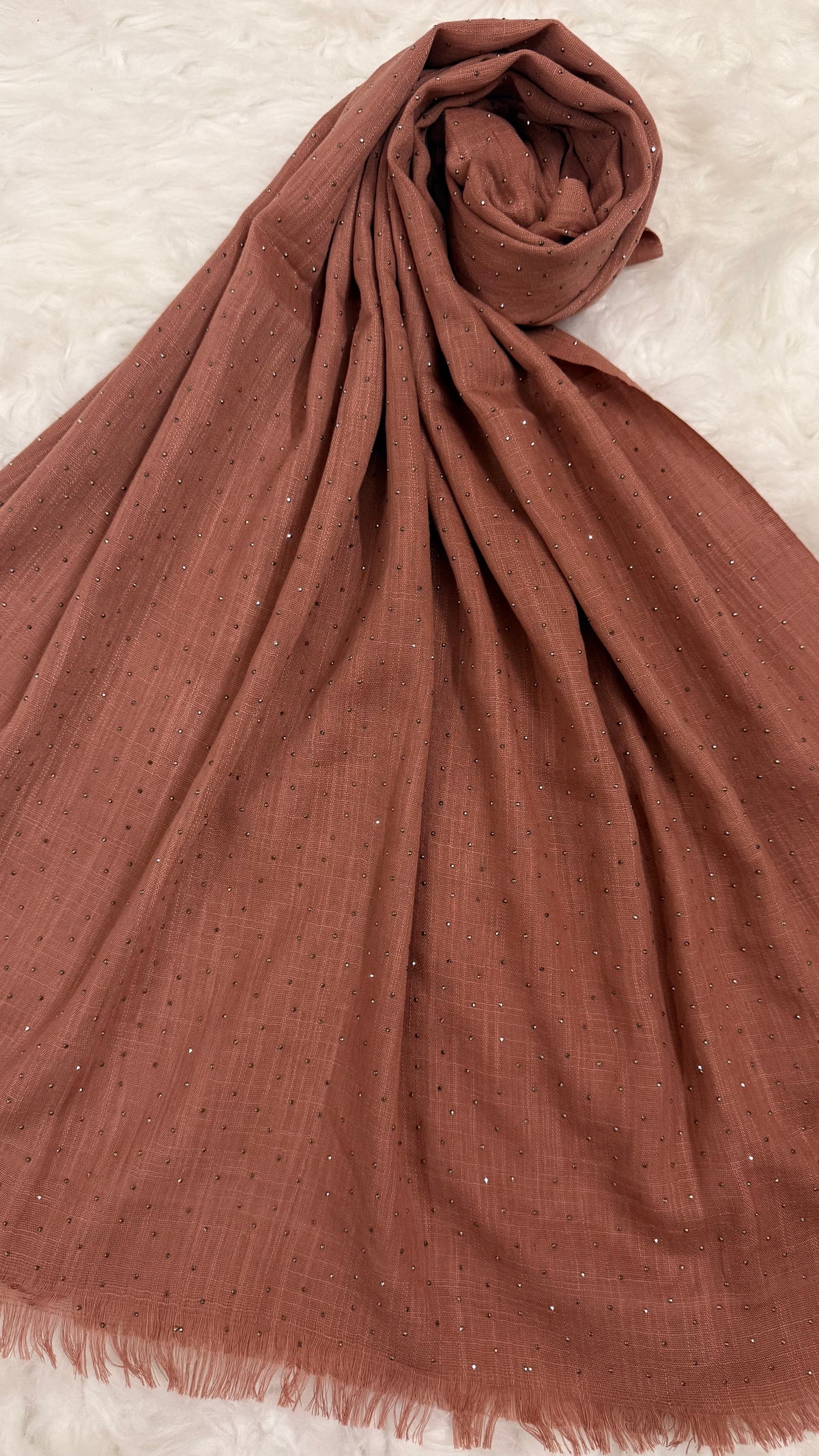 Lawn Dotted Stones Hijab | Rust