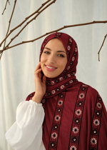 Lawn Block Print Hijab | Stripes | Maroon