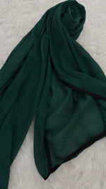 Soft Crinkle Lawn Hijab with Borders | Emerald Teal