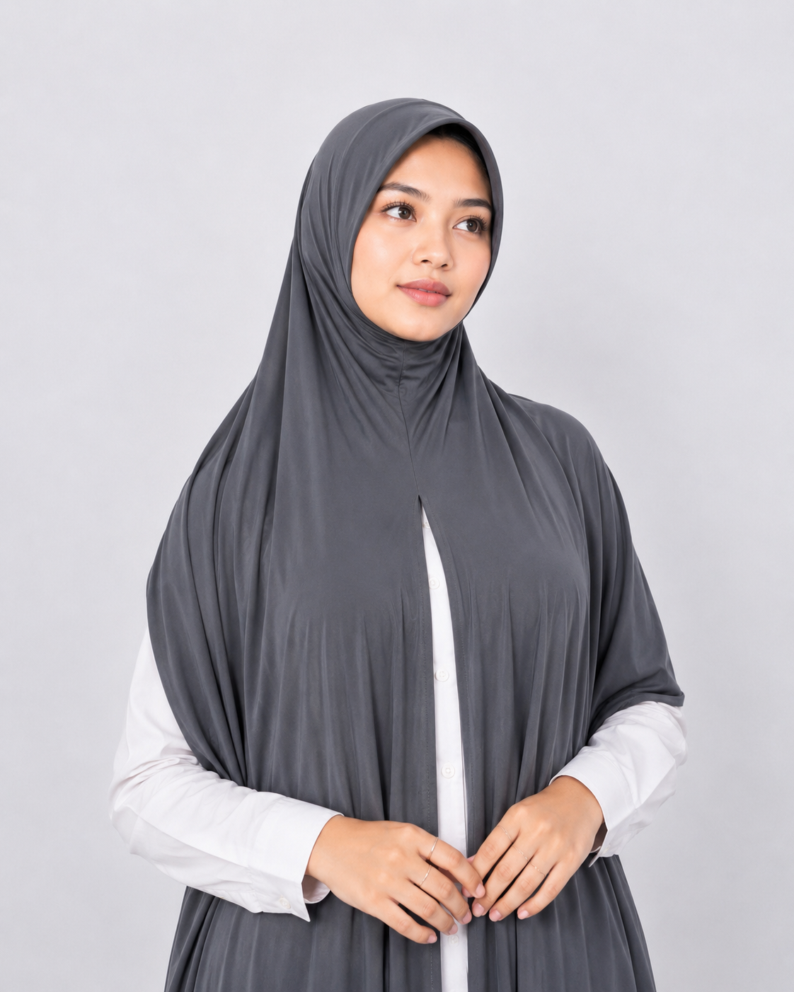 Instant Pre-Sewn Jersey Hijab | Deep Grey