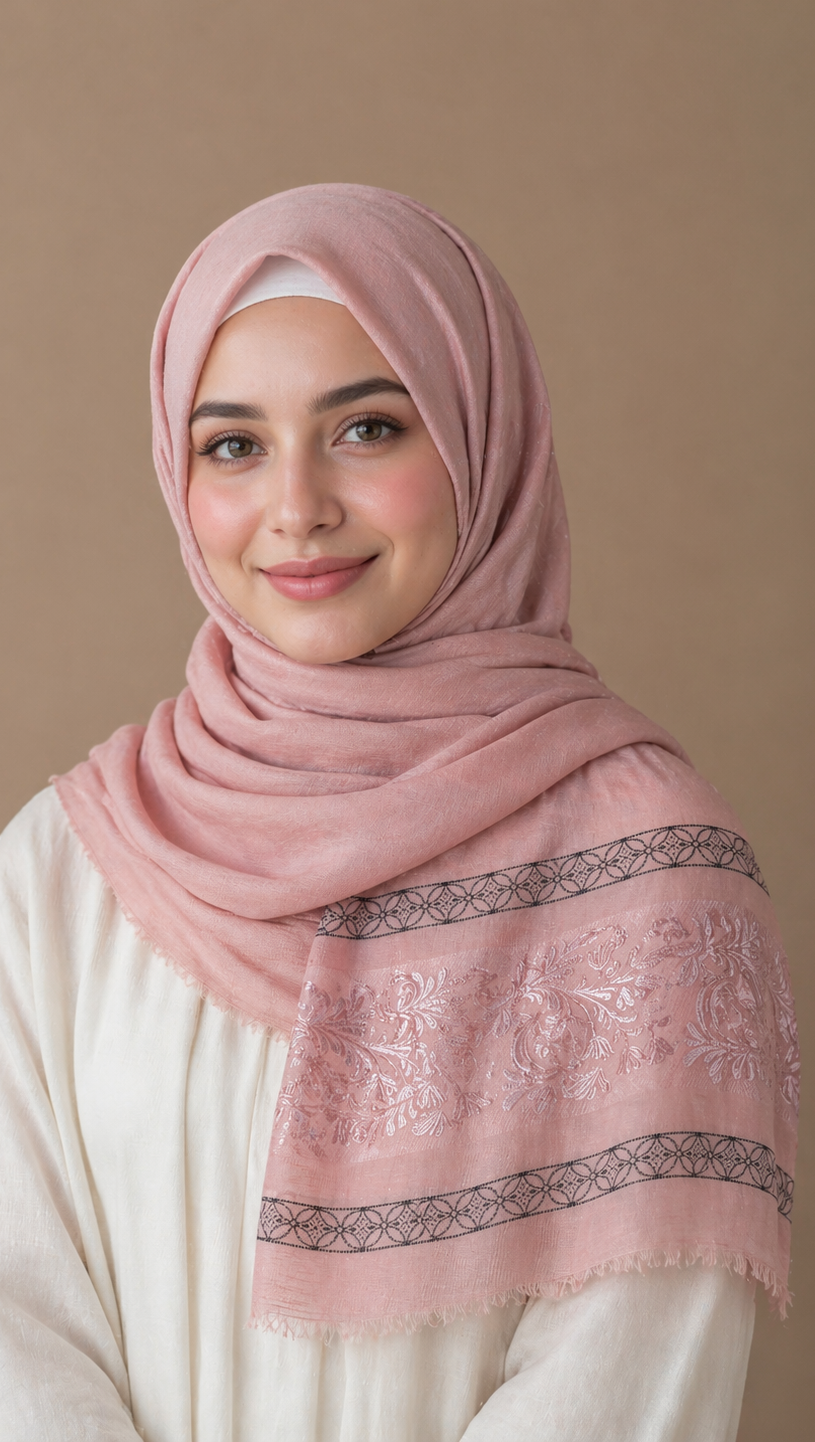 Lawn Jacquard Border | Baby Pink