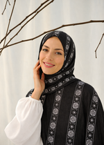 Lawn Block Print Hijab | Stripes | Black