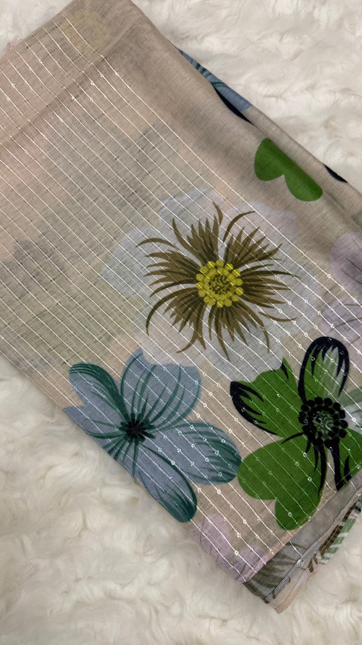 Sequins Bloom Ivory | Lawn Printed Hijab with Sequins