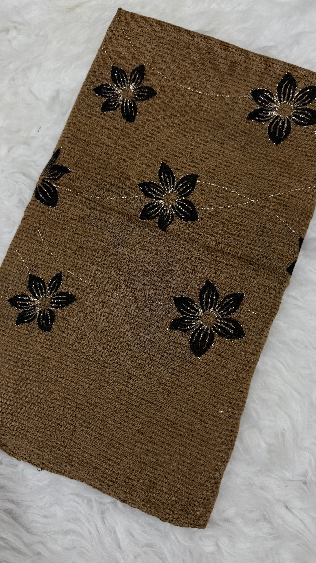 Threaded Lawn Floral Hijab | Floral | Brown
