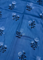 Lawn Block Print Hijab | Roses| Blue