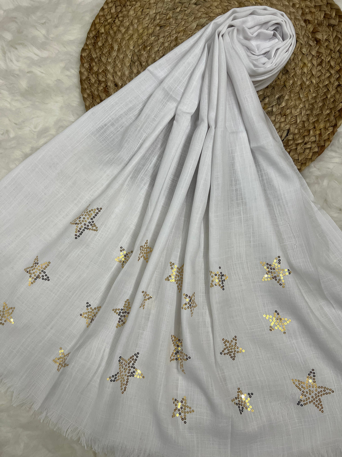 Starry Shine Hijab –White