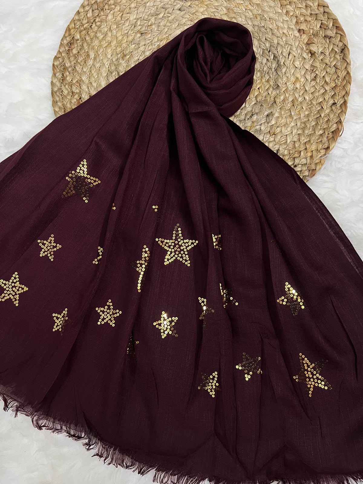 Starry Shine Hijab –Plum Wine