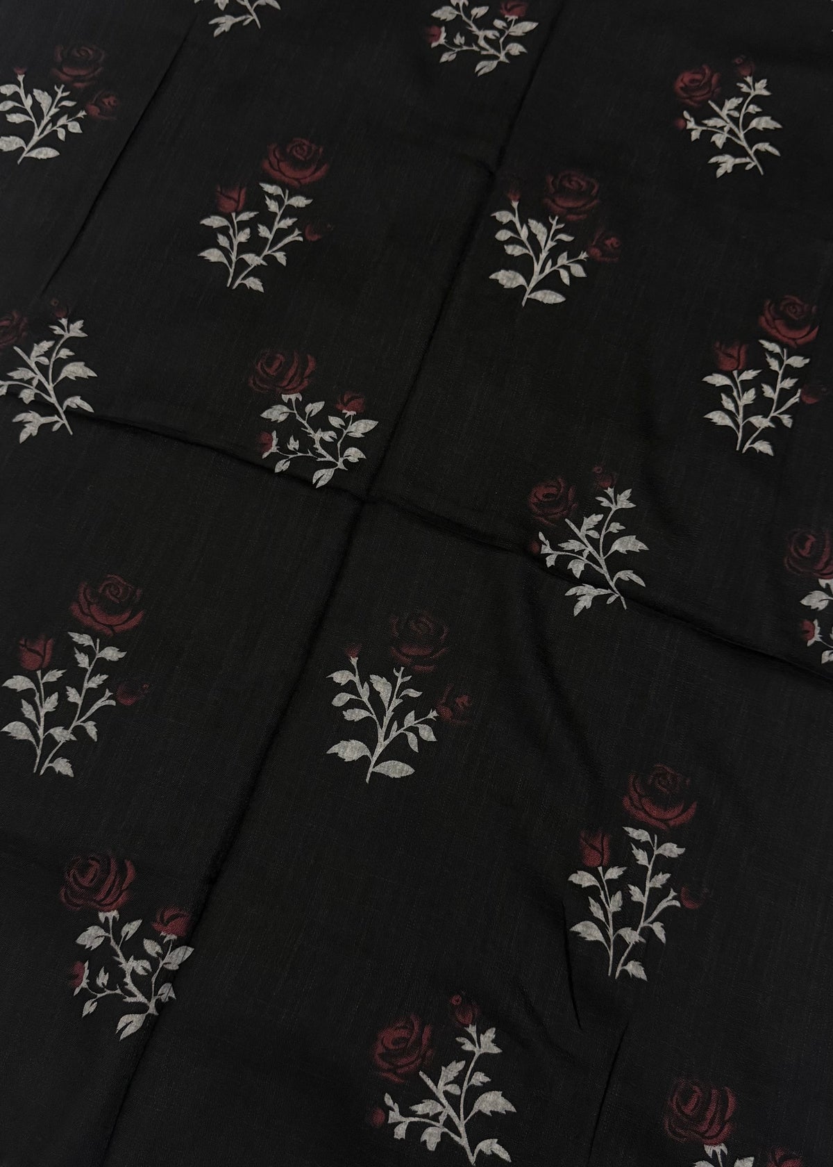 Lawn Block Print Hijab | Roses| Black