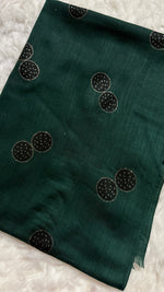 Lawn Block Print Hijab | Shinny Circles | Dark Green