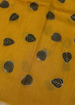 Lawn Block Print Hijab | Shiny Leaf | Mustard