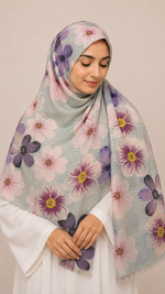 Sequins Bloom Sage | Lawn Printed Hijab with Sequins