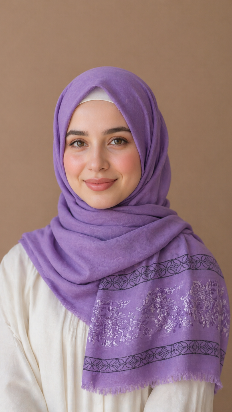 Lawn Jacquard Border | Lilac