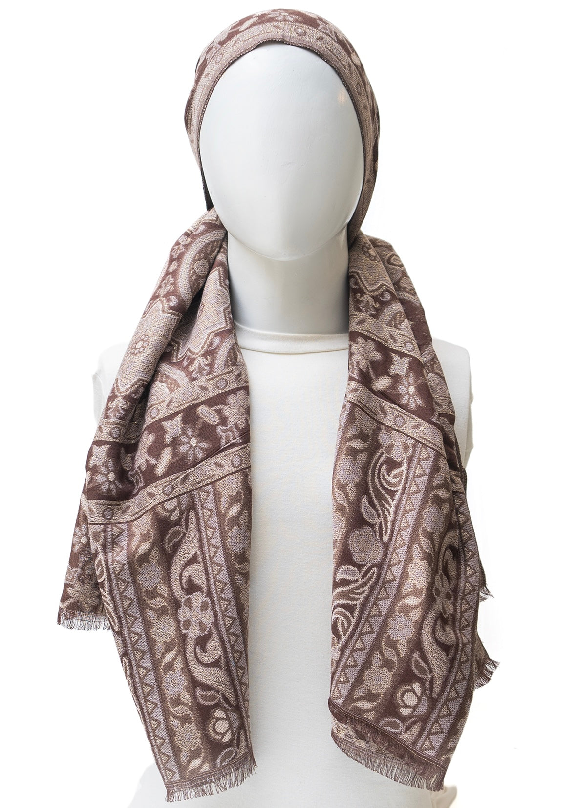 Vintage Loom with ZARI SHINE | Brown Taupe Paisley