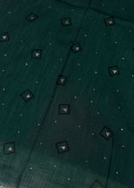 Lawn Block Print Hijab | Shiny Squares | Dark Green