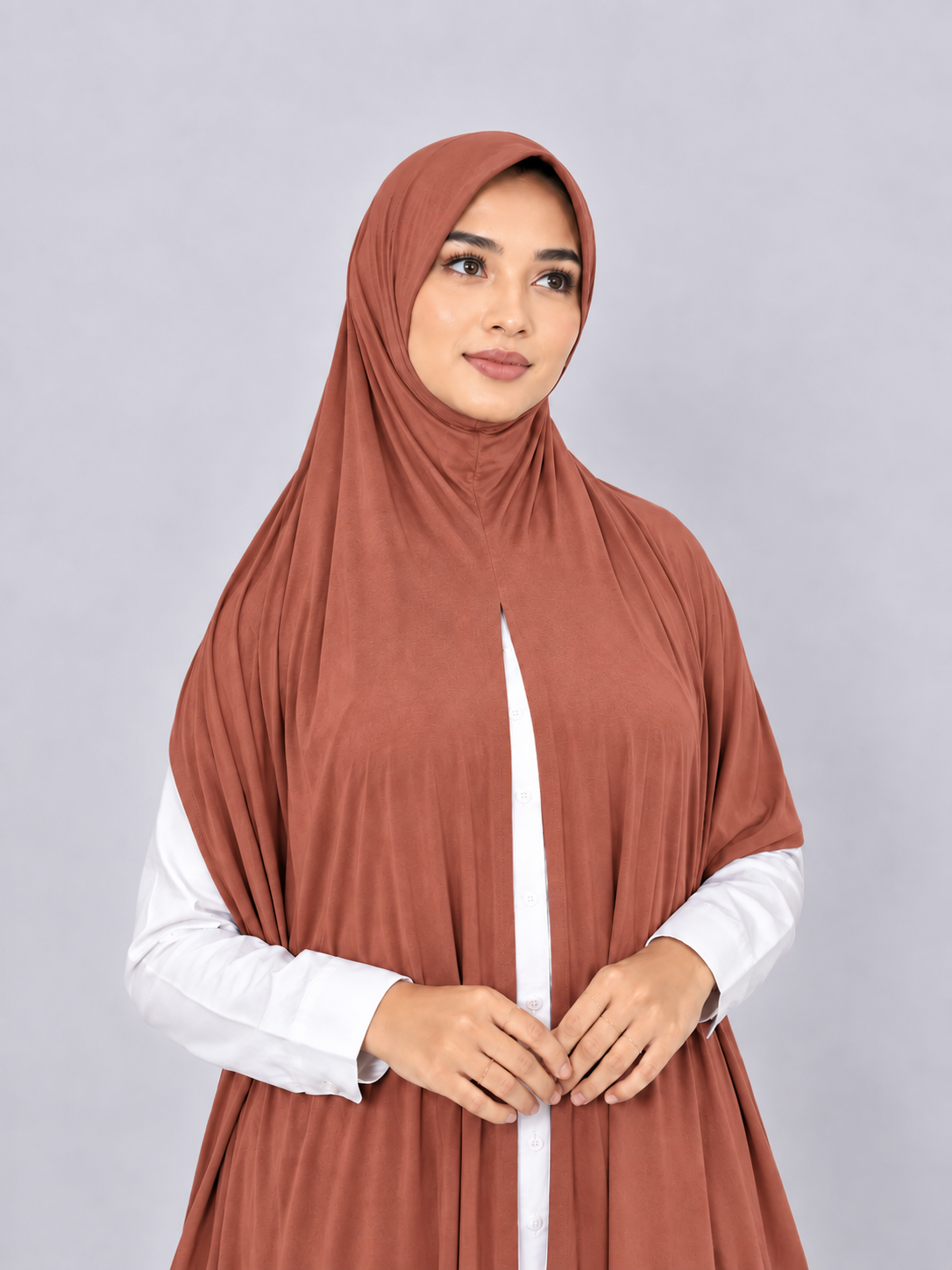Instant Pre-Sewn Jersey Hijab | Rusty Peach