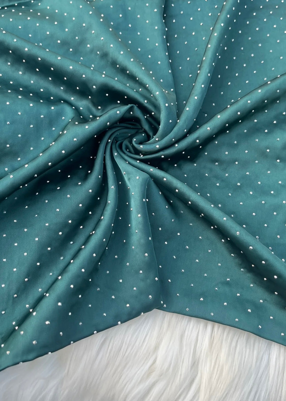 Silk Embellished Hijabs | Bottle Green