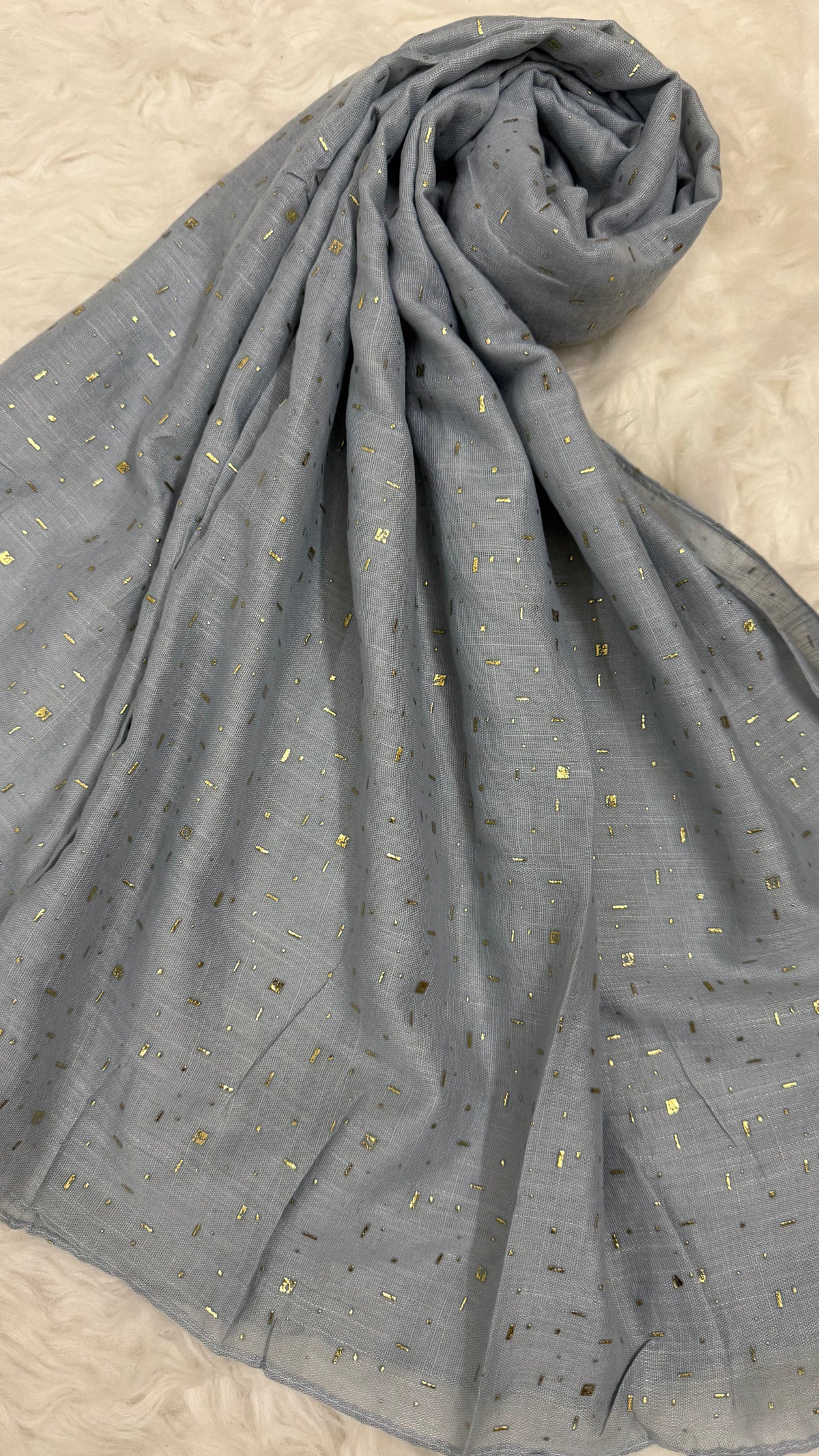 Lawn Foil Spread Hijab | Denim