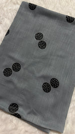 Lawn Block Print Hijab | Shinny Circles | Grey