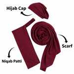 3-in-1 Hijab Essential Set | Maroon