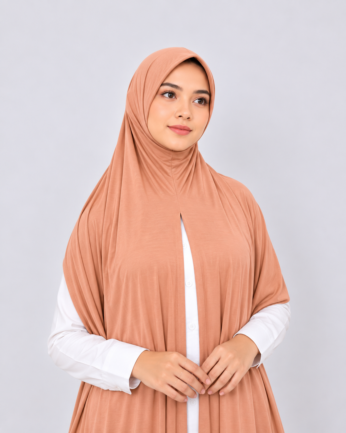 Instant Pre-Sewn Jersey Hijab | Dusty Peach
