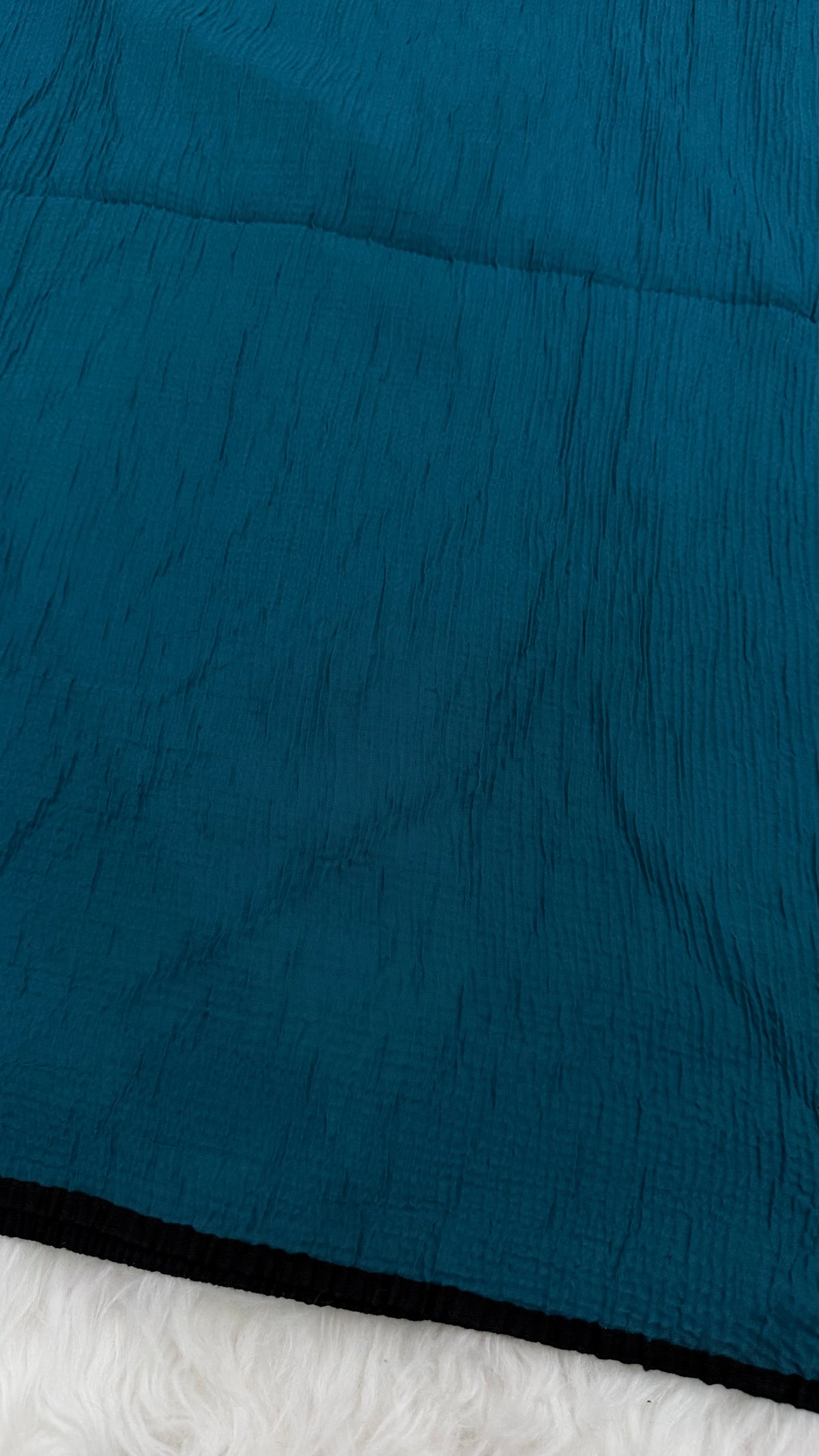 Soft Crinkle Lawn Hijab with Borders | Teal Blue