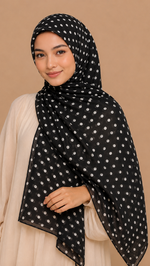 Midnight Polka| Lawn Printed Hijab
