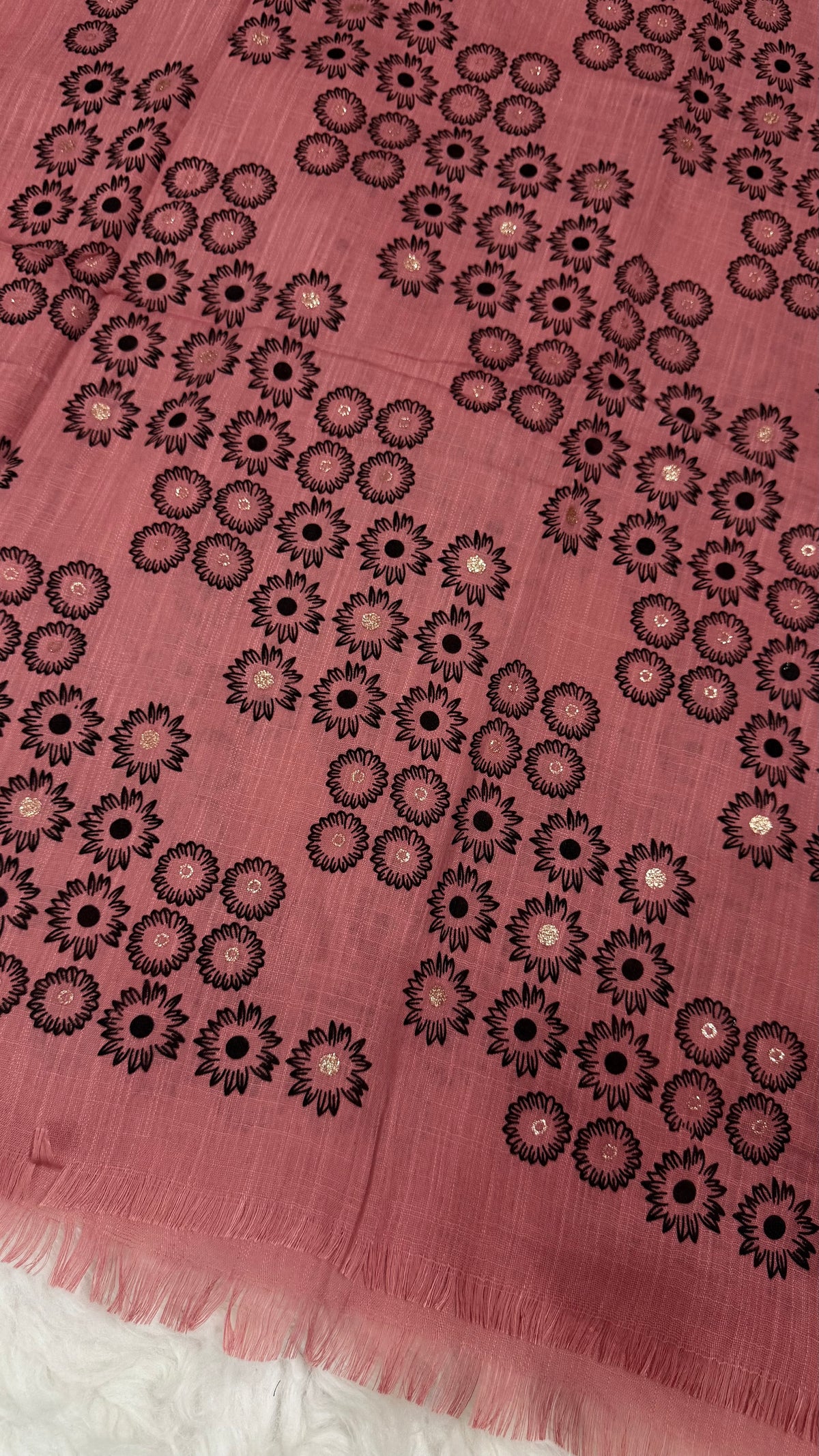 Lawn Block Print Hijab | Floral | Dusty Rose