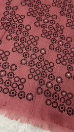 Lawn Block Print Hijab | Floral | Dusty Rose