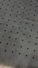 Lawn Block Print Hijab | Shinny Polka Dots | Grey