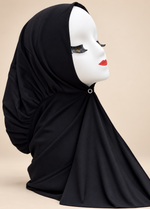 Button Up Bamboo Jersey Hijab | Black