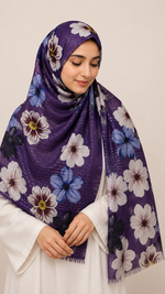 Sequins Bloom Purple | Lawn Printed Hijab with Sequins