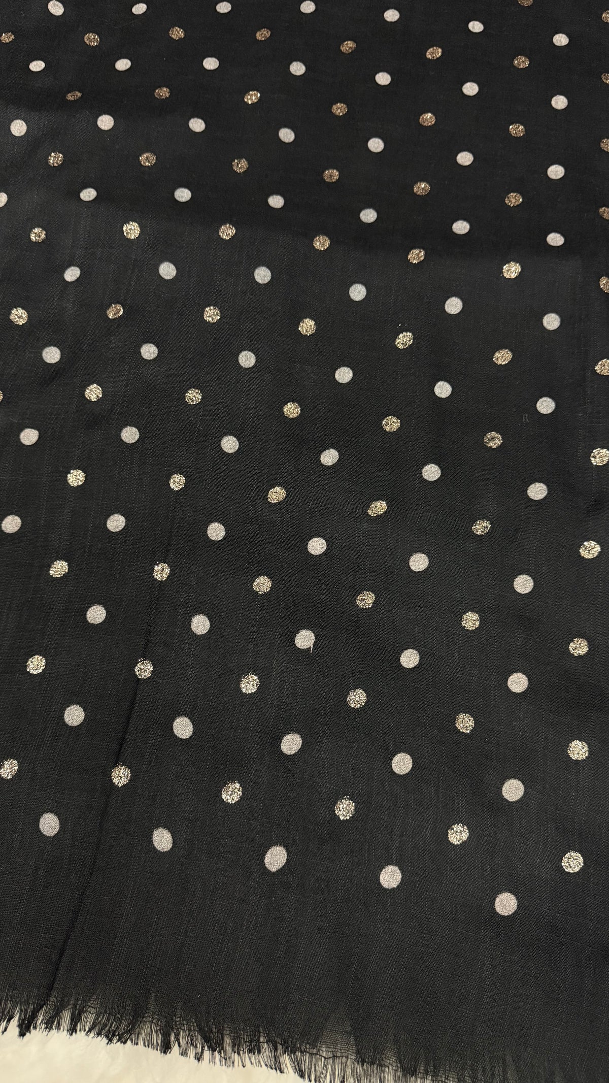 Lawn Block Print Hijab | Shinny Polka Dots | Black