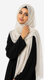 Lawn Zari Hijabs | Cream White