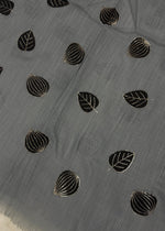 Lawn Block Print Hijab | Shiny Leaf | Grey